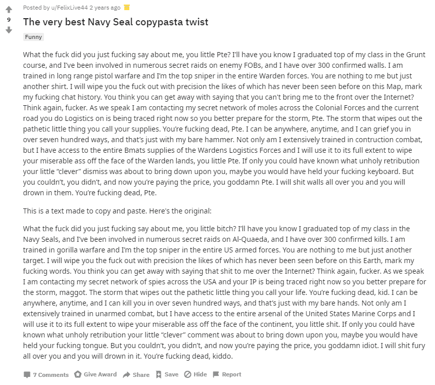 The 20 Best Navy Seal Copypasta Memes Plus Meaning Backstory